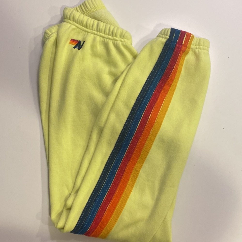 Aviator nation 5 stripe sweatpants, yellow